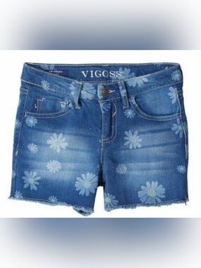 Girls Blue Denim Daisy Print Shorts